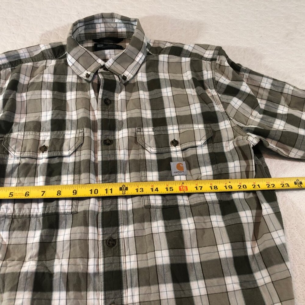 Carhartt Loose Fit Chambray Long Sleeve Shirt Mens Size Large green Plaid - Picture 5 of 7